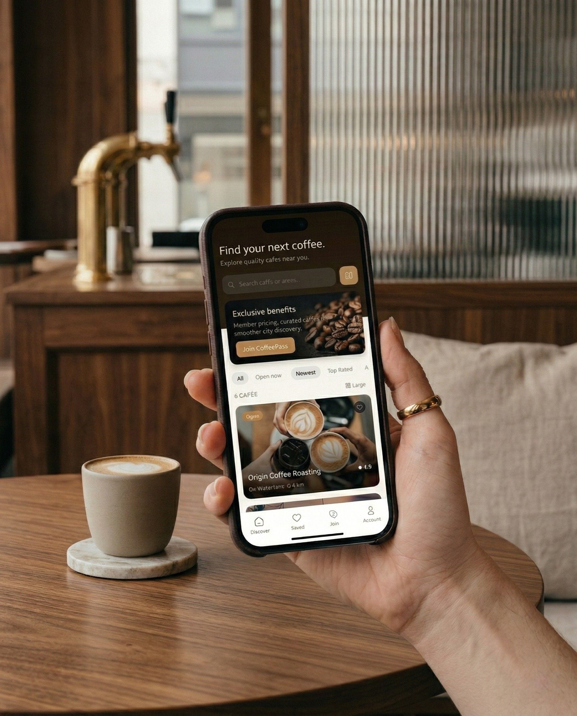 CoffeePass app — discover quality cafés near you